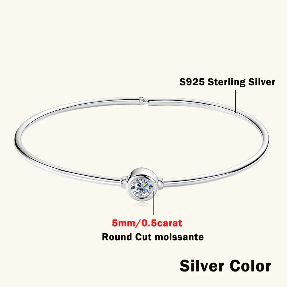 1CT Solitaire Waterdrop Moissanite Bangles for Women 925 Sterling Silver Pear Cut Diamond Bracelet with Certificate Fine Jewelry