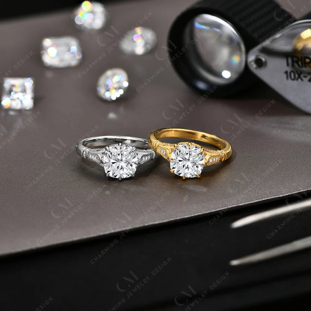 Original Design Moissanite Ring Lab Diamond Sparkling 925 Sterling Silver  for Women Engagement Fine Customized Jewelry