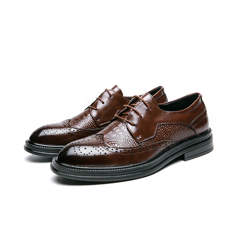 Designer Business Oxfords Formal Wedding Mens Derby Italian Original Crocodile Leather Dress Office Loafers Casual Shoes for Men