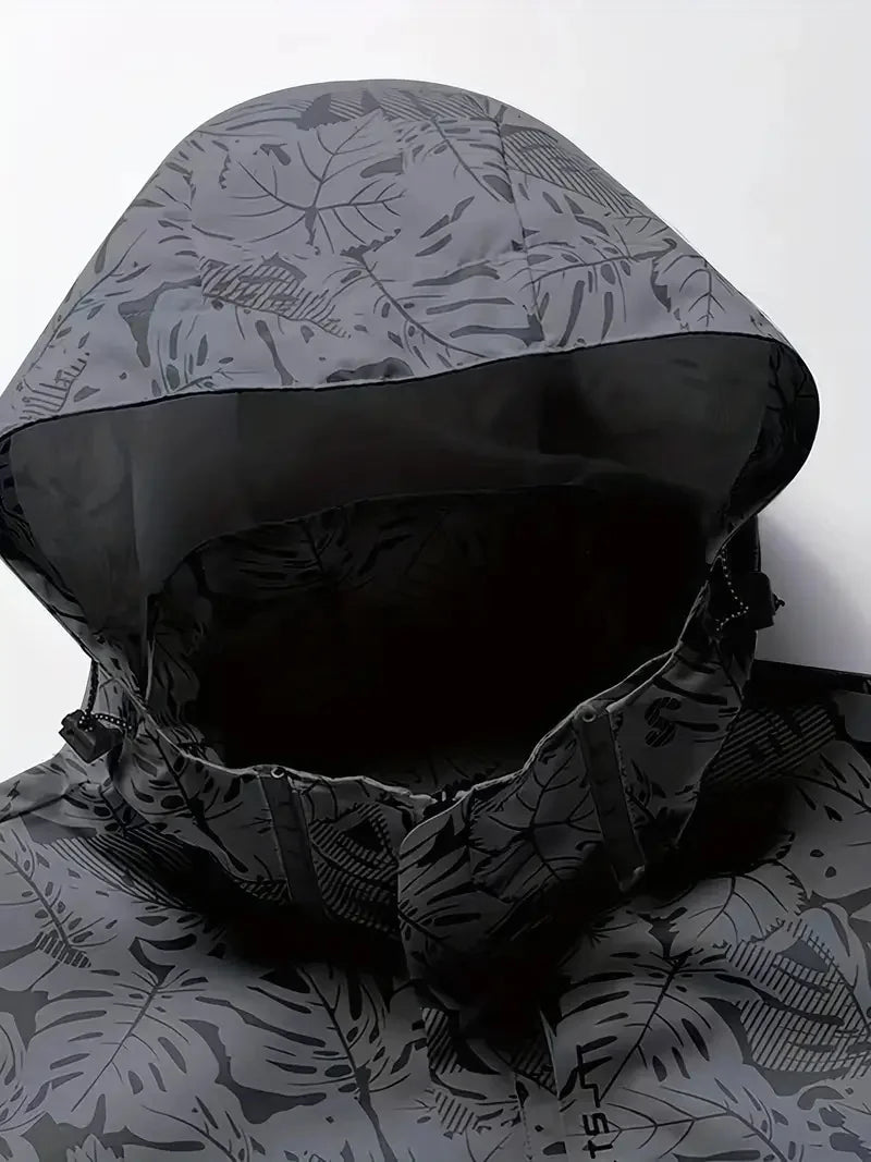 Men's Casual Lightweight Waterproof Windbreaker Jacket, Full Zip Up Hooded Shell Outdoor Hiking Coat For Autumn Size