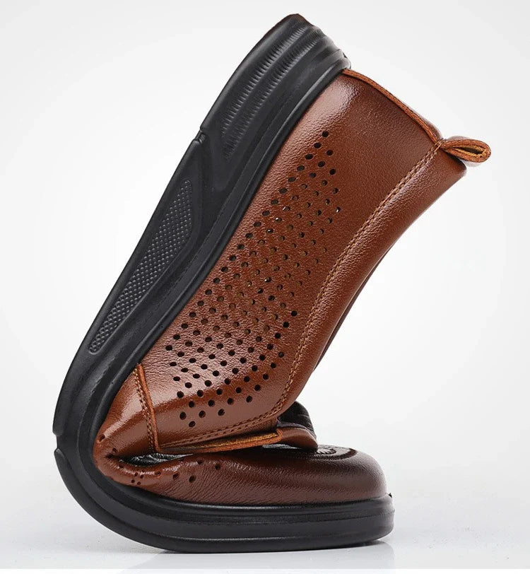 Spring Summer New Hallow Leather Shoes for Men Solid Color Fashion Dress Shoes Male Soft Sole Business Casual Shoe Man