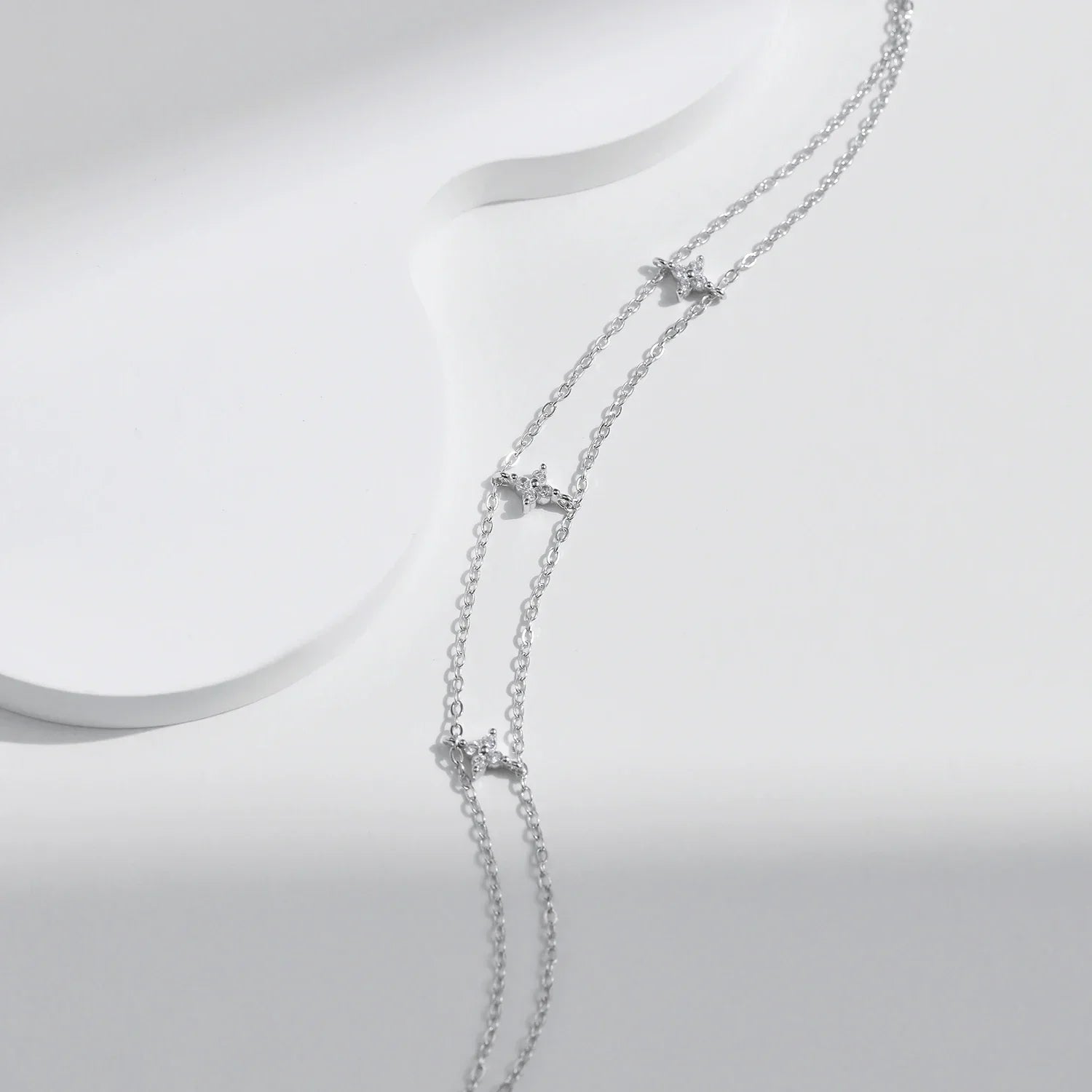 925 Sterling Silver Double-layer Four Leaf Clover Bracelet Trendy Chain Link Bracelets For Women Luxury Jewelry Gift