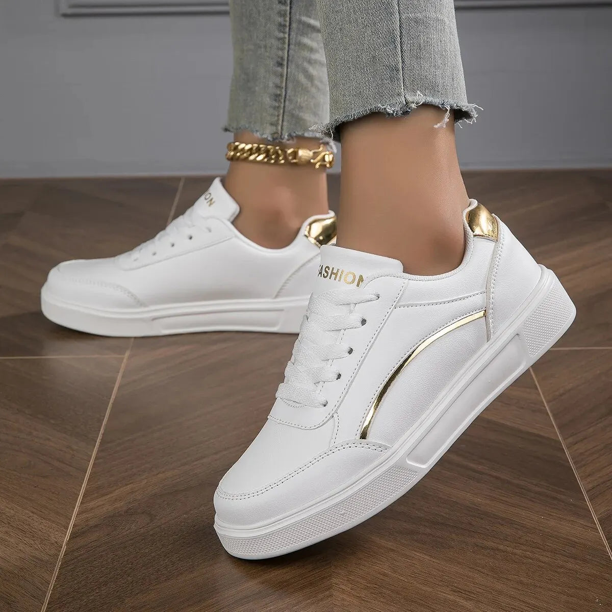 Women Casual Sneakers Leather Platform Sneakers for Women Classics Comfort Skateboarding Shoes Non-Slip