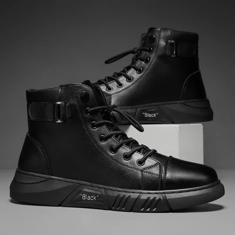 Men Boots Leather Casual Platform Boots Zipper British Style Autumn Winter Fashion Comfortable Mens Shoes Ankle Botas De Hombre