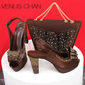 High Quality Yellow Color Fish Beaked Toe Cap Thin Heels Ladies Shoes Matching Bag