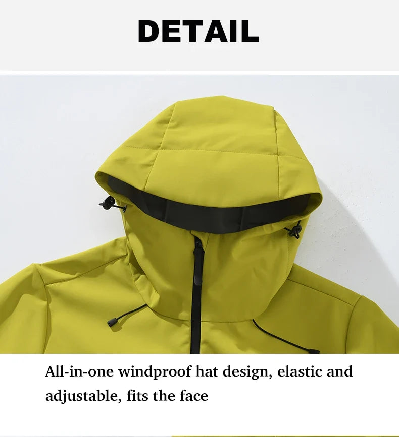 Unisex Waterproof Windbreaker Jacket - Single-Layer Raincoat for Hiking, Camping - Certified Moderate Rain Protection
