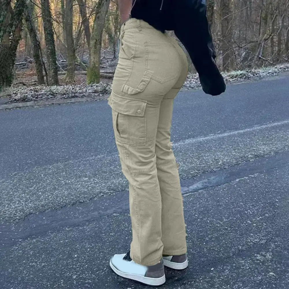 Women's High Waist Cargo Pants with Multiple Pockets