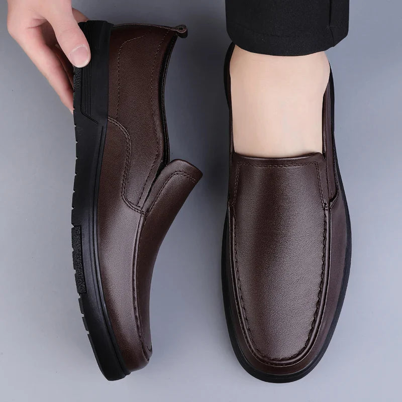 Genuine Leather Men Loafers Handmade Mens Casual Shoes Business Dress Flats Breathable Moccasins Luxury Brand Man Driving Shoes