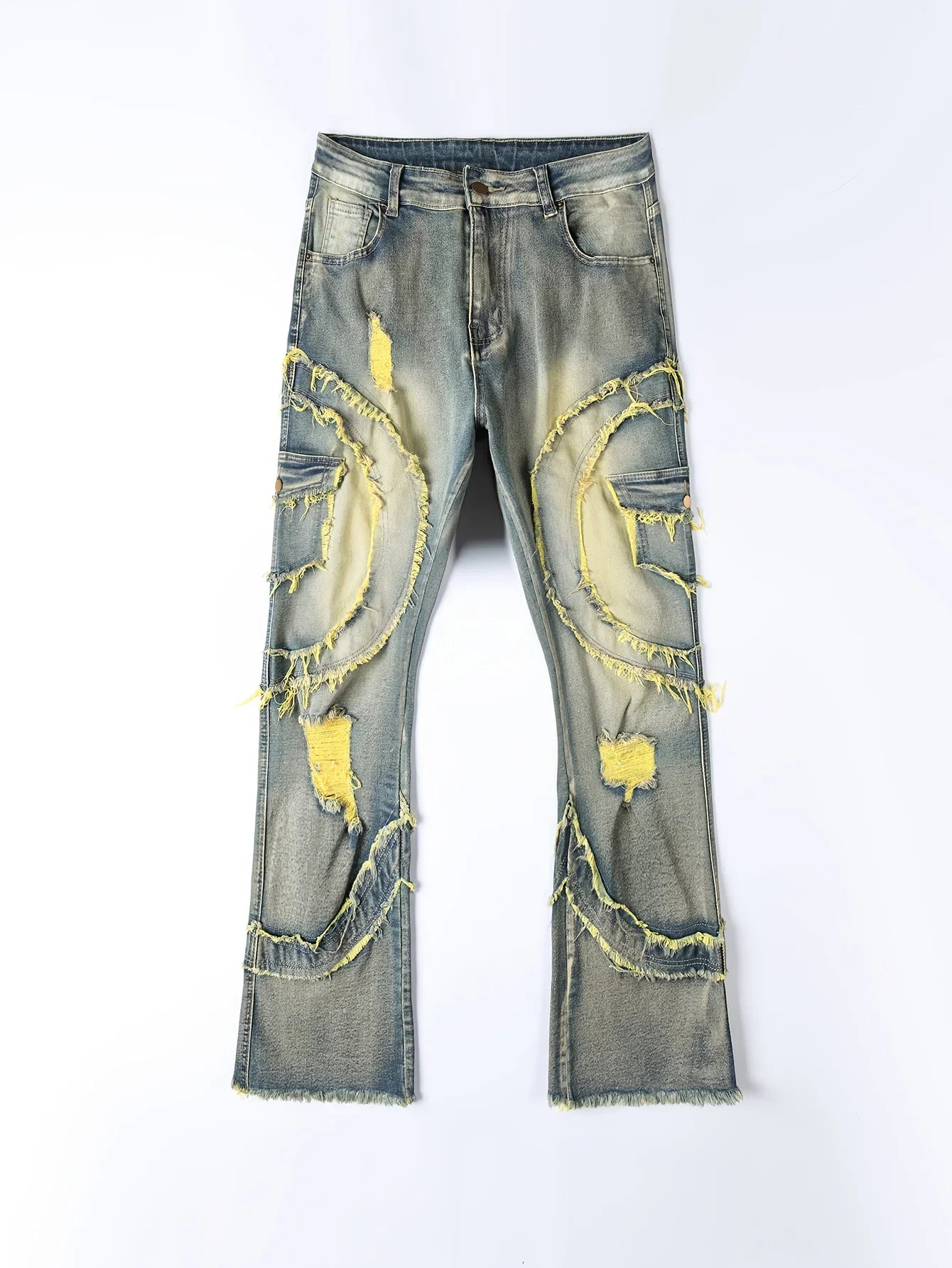 European and American men's ripped stretch jeans with fringe - the best choice for fashion wear
