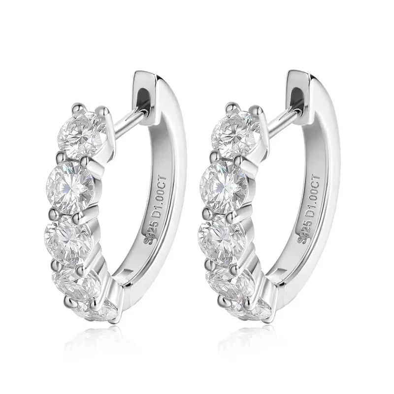Each 0.2CT 3.5mm Certified All Moissanite Hoop Earrings for Women Classic Sparkly Bridal Jewelry Pure 925 Plated 18K