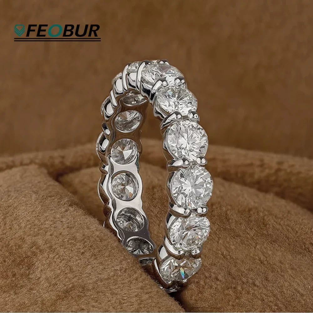 2/3/5mm Full Moissanite Eternity Ring for Women Engagement S925 Silver Rings Lab Diamond Wedding Band Classic Jewelry