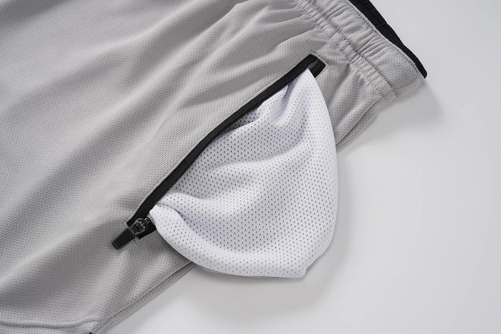 Men's Mesh Running 3" Shorts Quick Dry Lightweight Athletic Workout Gym Shorts Zipper Pockets Shorts Outdoor Fitness