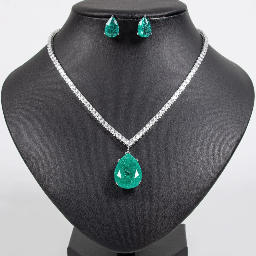 Pop Hot Stereo Jewelry Oil Painting Necklace Earrings Premium Multi-Color 2-Piece Wedding Travel Women's Holiday Gift M-1000