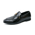 Men Metal Decor Crocodile Embossed Slip On Dress Loafers, Leisure Burgundy Dress Shoes