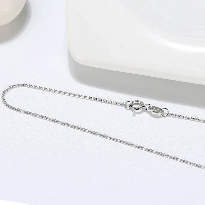 925 Silver 1mm 925 Sterling Silver Side Curb Chain Choker Necklace Women Girls Jewelry Colar Collier Collares SC18