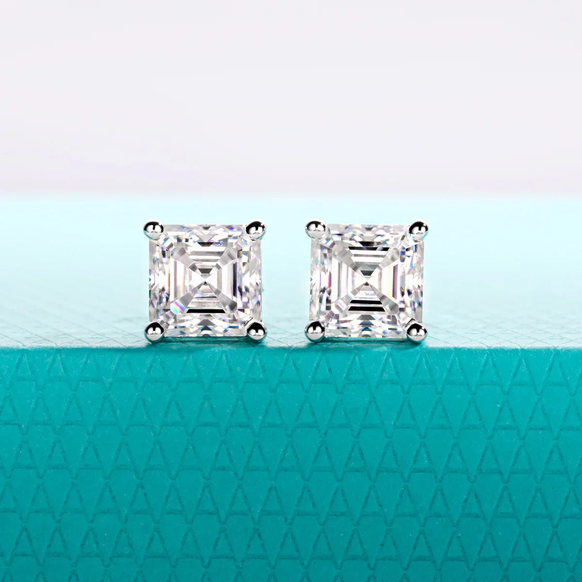 Classic Asscher Moissanite Stud Earrings 1cttw-6cttw D Color VVS1 925 Sterling Silver Women's Jewelry