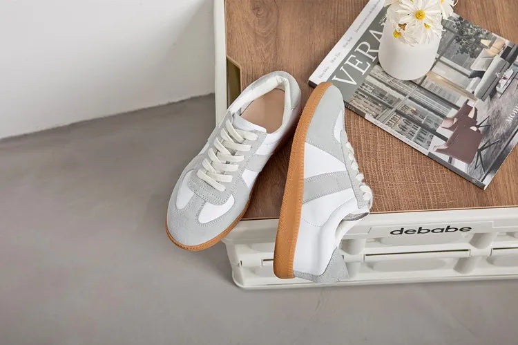Women's Sneakers 2026 New Genuine Leather Ladies Moral Training Shoes Casual Spring Flat Shoes Women