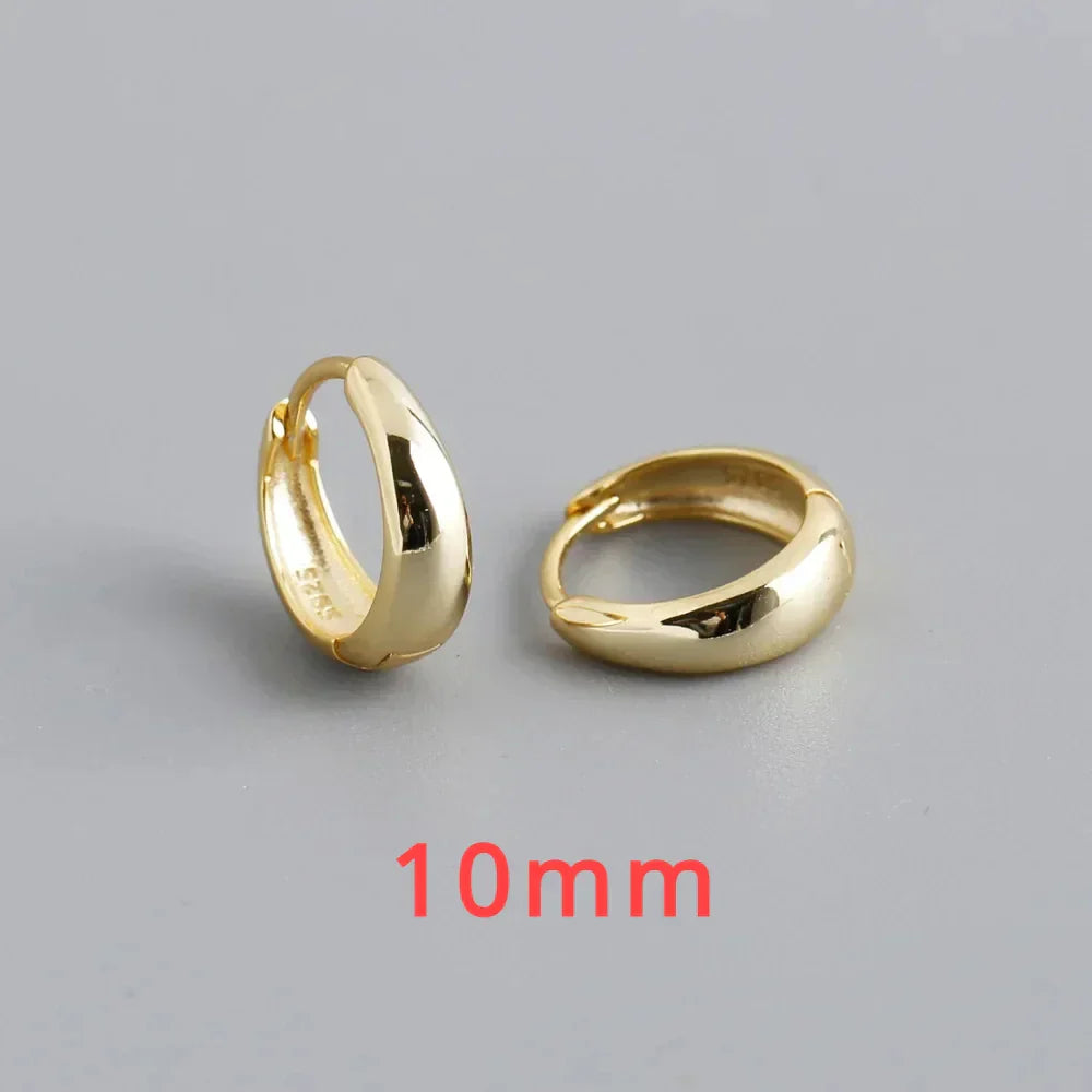 100% 925 Sterling Silver 18K 6/7/8/9/10mm Round Hoop Earrings for Women Classic Fine Jewelry Minimalist Accessories