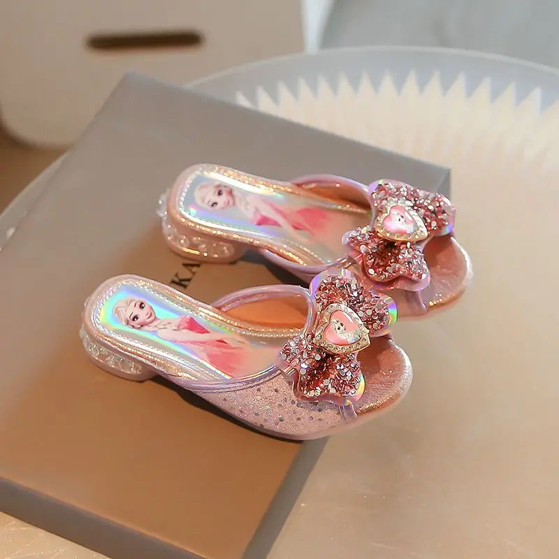 Disney Frozen Elsa Princess Designer Summer Slippers Casual Flat Shoes for Kids Girls Baby Shoes Child Flats Slides Sneakers
