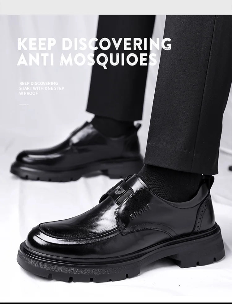 Spring Autumn New Increase Leather Shoes for Men Black Business Casual Platform Shoes Male Fashion High Quality Dress Shoe Man