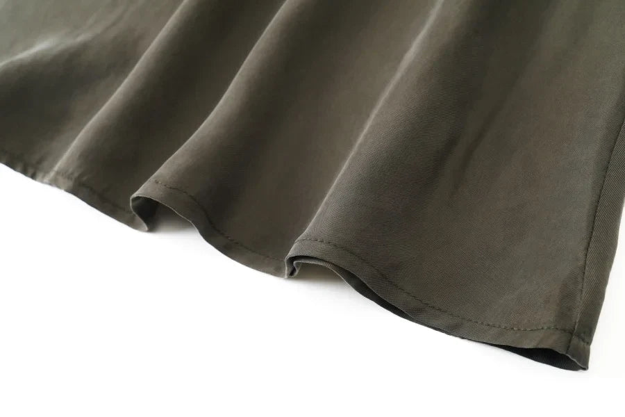 AW25 super soft high quality expensive cupro collection shirt + slip dress + skirt + print mockneck woman matching set