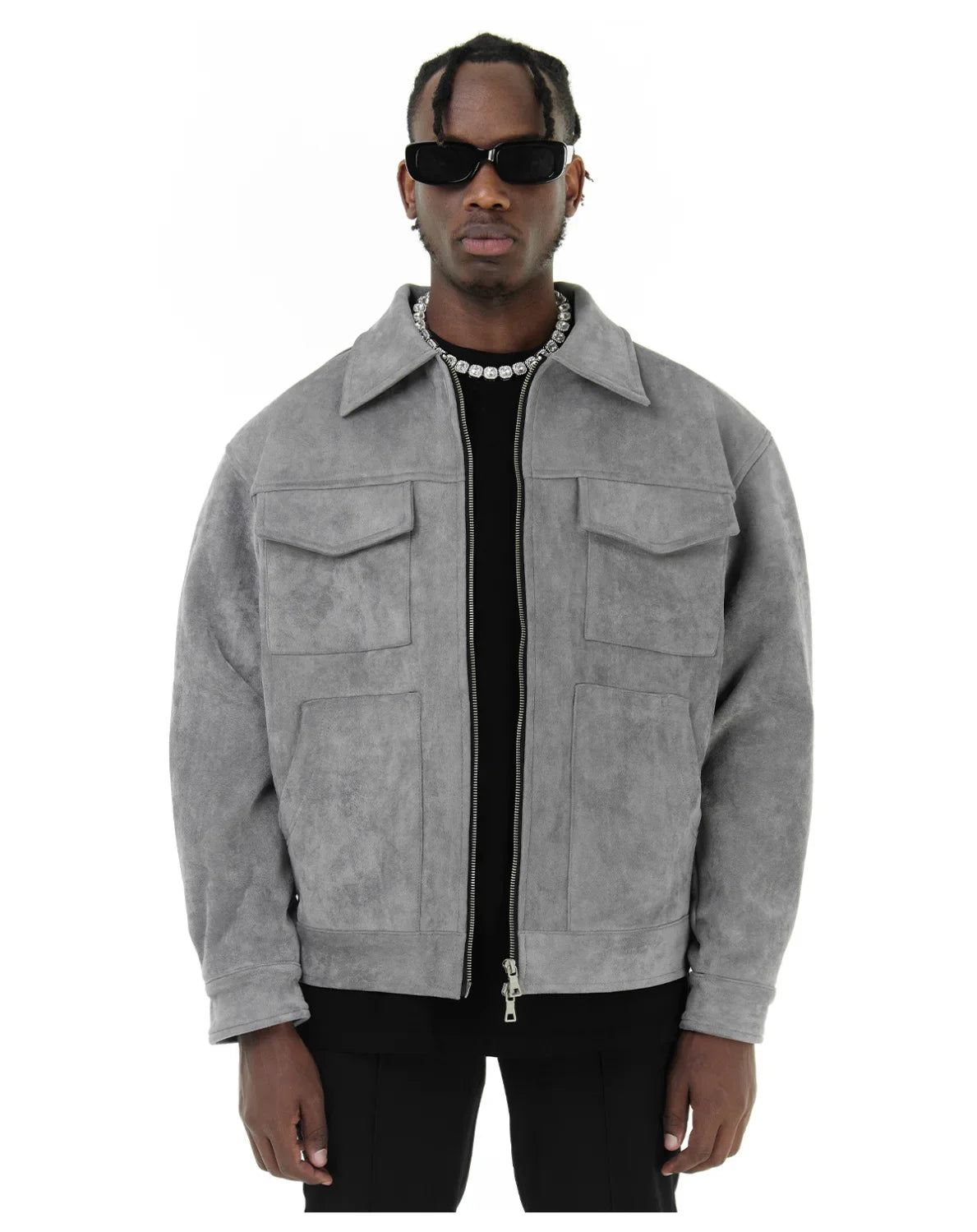 Autumn Jackets Oversize Casual Clothes High Street Pockets Laper Zipper Suede Thick Coat Mens Windbreaker Loose