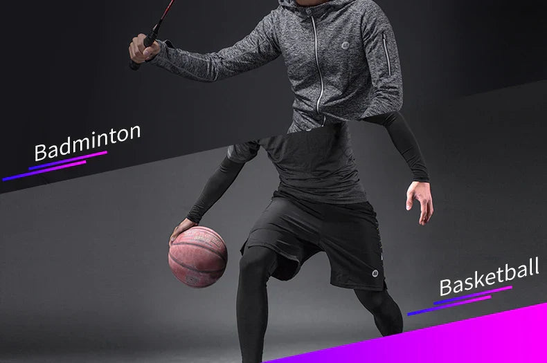 Men's Tracksuit Gym Fitness Running 5 Pcs/Set Quick Dry Sweat-absorb Compression Sport Suit Clothes Jogging Sport Wear