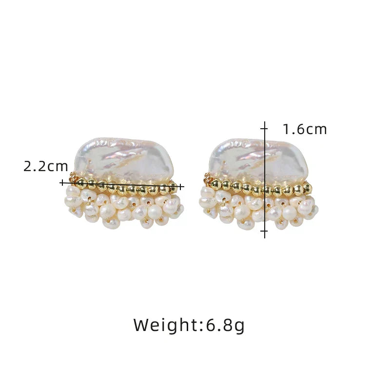 Natural Freshwater Baroque Pearl Earrings Korean Style Women Luxury Jewelry Fashion Ladies and Girls Gift GE1586