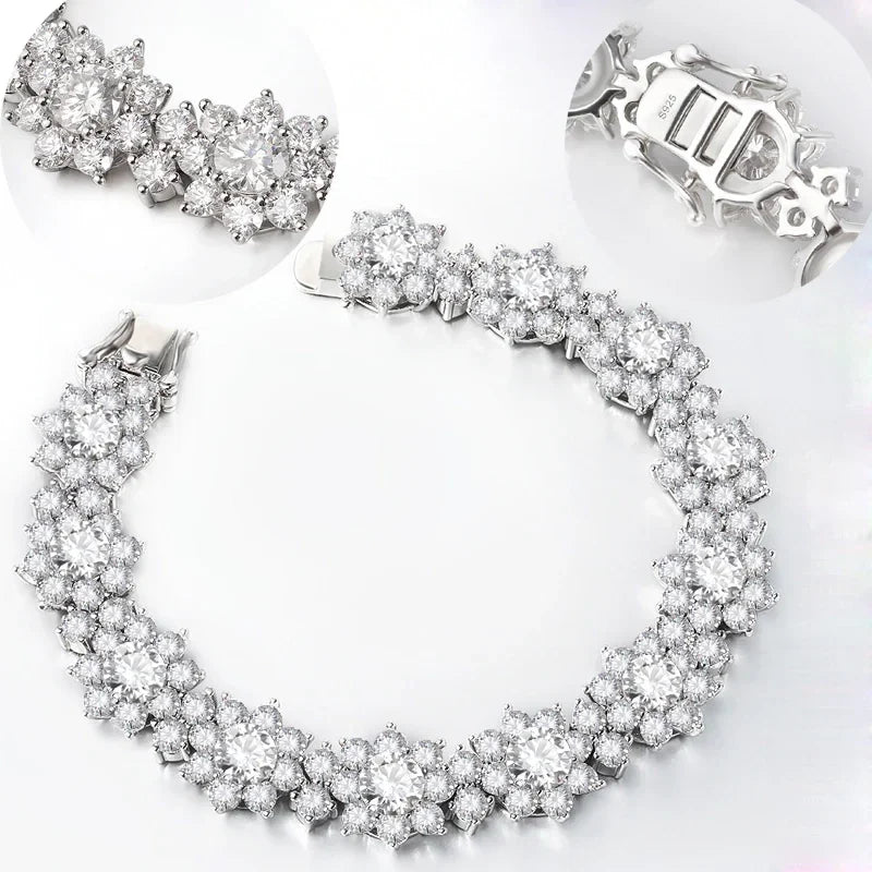 Full Moissanite Jewelry Set 925 Sterling Silver Sunflower Necklace Bracelet Earring Sets For Women Fine Jewelry GRA Tested