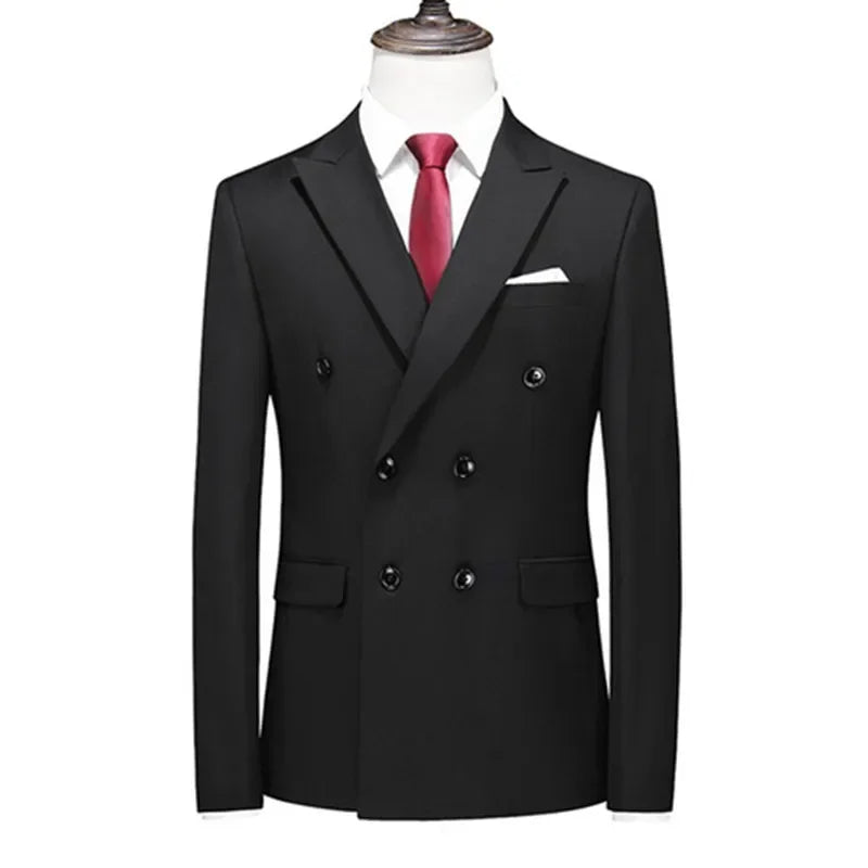 2025 Brand Fashion Men Double Breasted Tuxedo Business Suit/Male Slim Fit  Korean Casual Clothing/Men's Casual Jacket Blazers