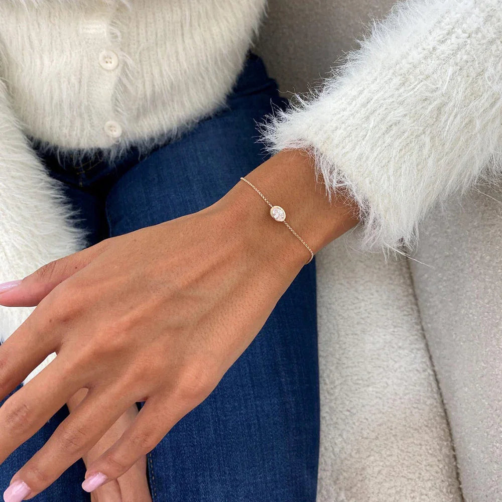 1/2carat Bezel Set Oval Cut Moissanite Bracelet for Women S925 Silver Plated 18k Gold Solitaire Diamond Wrist Chain Fine Jewelry