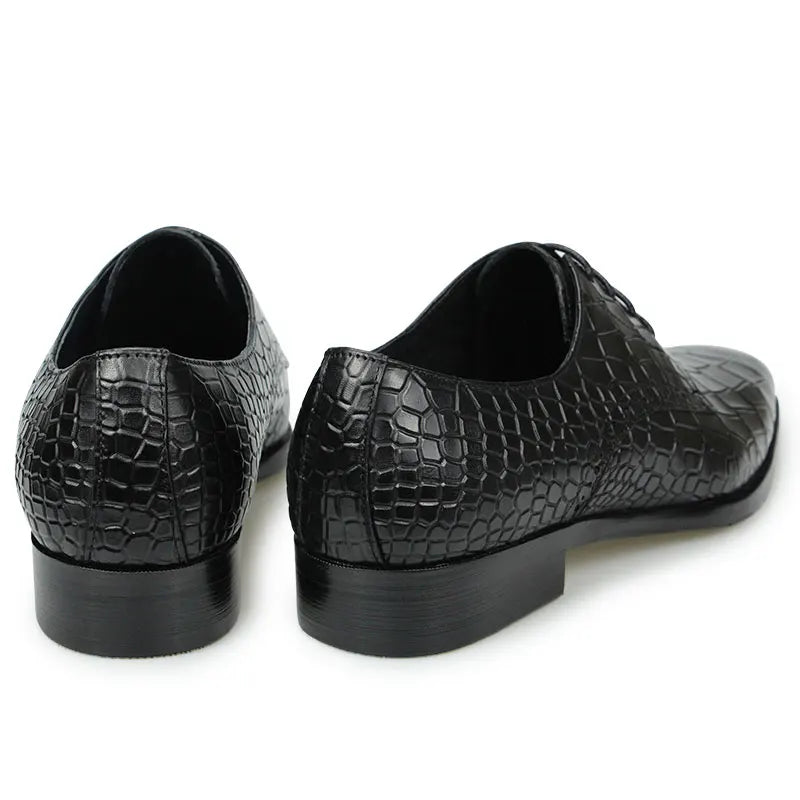 Top Grade Mens Genuine Leather Shoes Dress Party Shoes Men's Fashion Alligator Printing Luxury Zapatos De Hombre Genuine Leather