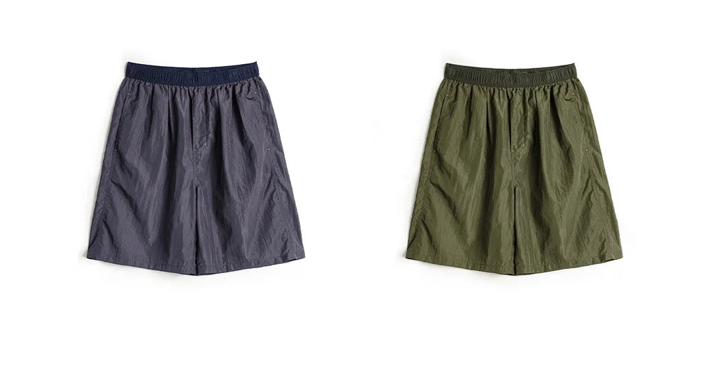 Men's Amekaji Shorts Summer Retro Oversized Wide Leg Casual Shorts Elastic Waist Cargo Breathable Men's Streetwear Shorts