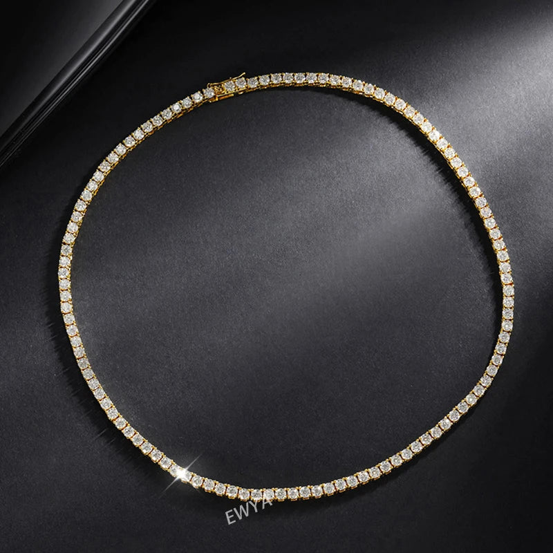2/2.5/3/4/5mm Full D Color VVS1 Moissanite Tennis Necklace for Woman Man 925 Silver GRA Certified Party Bridal Neck Chain