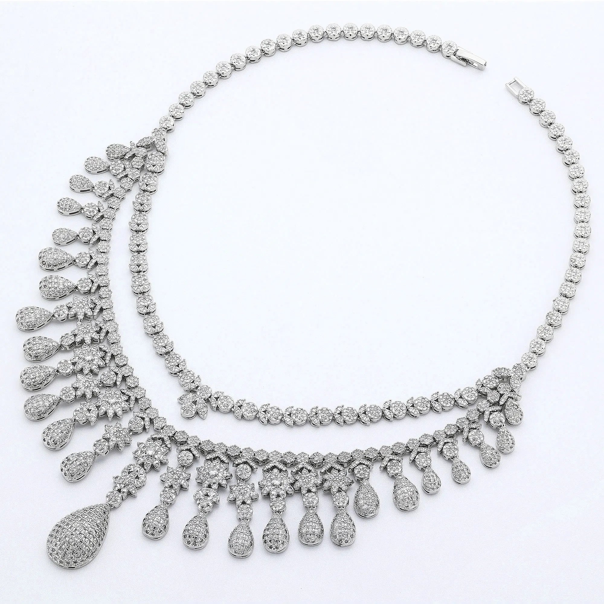 2024 New 4-piece Cubic Zirconia Women's Jewelry Necklace Earrings Bracelet Rings Bridal Wedding Jewelry Set