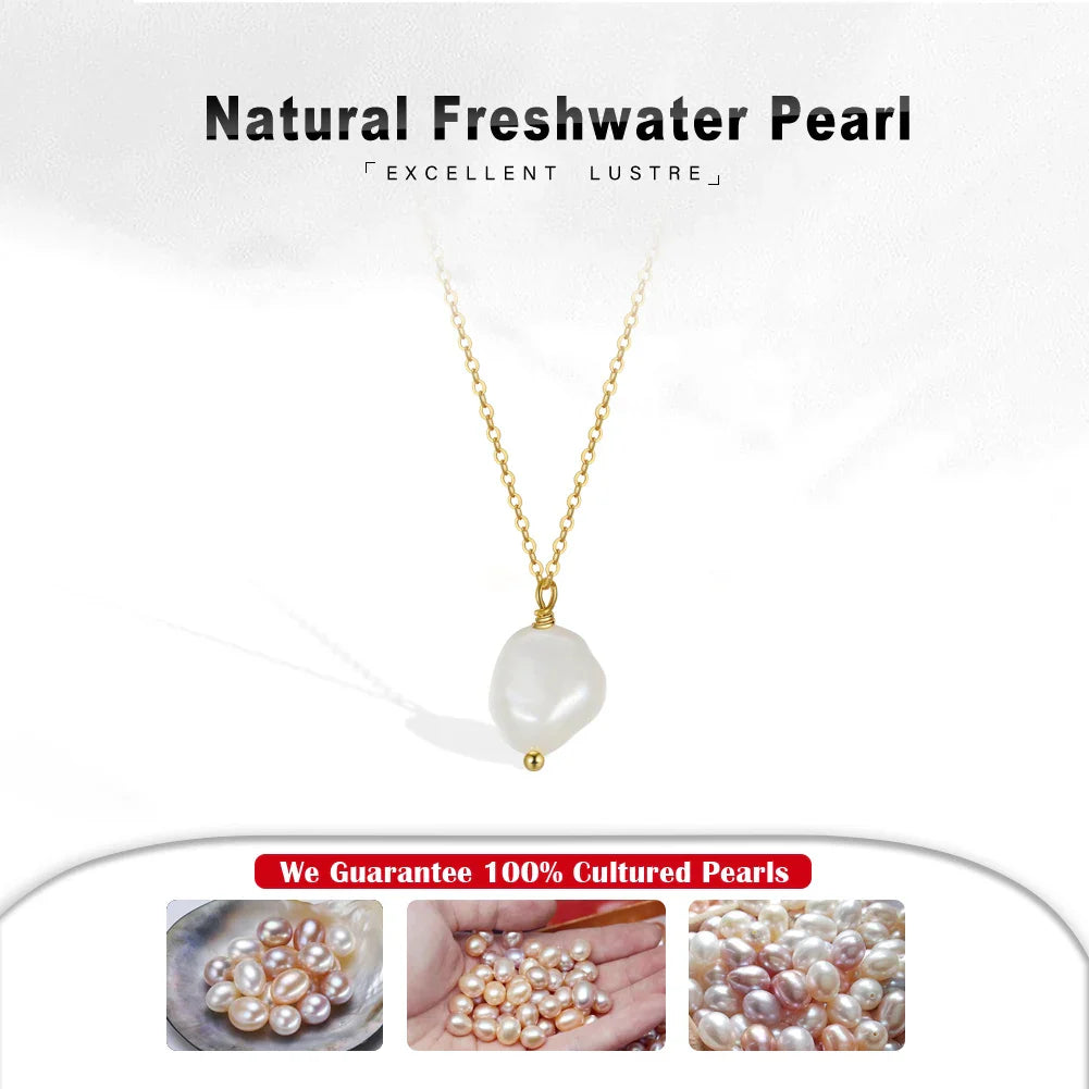 925 Sterling Silver Pearl Necklace with Irregular Real Natural Baroque Pearl for Women Necklace Jewelry GPN22