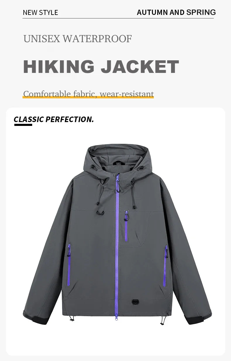 Men's Women's Waterproof Hiking Jacket Trekking Camping Mountaineering Windbreaker Unisex Outdoor Sport Windproof Rain Coat