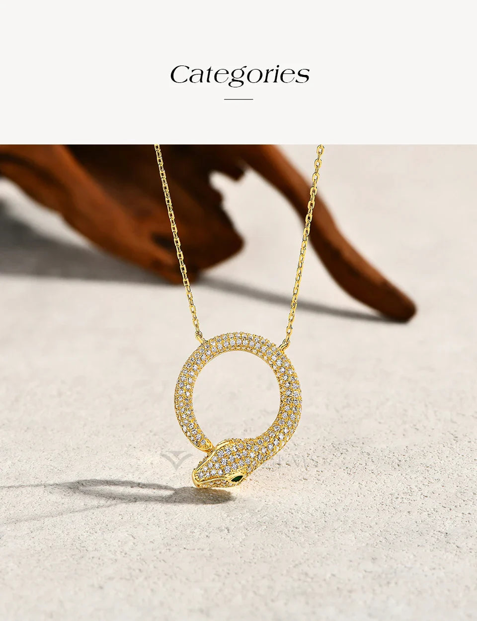 Moissanite Necklace Original Snake Pendant 925 Sterling Silver 18KGold Plated for Women Man Birthday Gift Party Jewelry