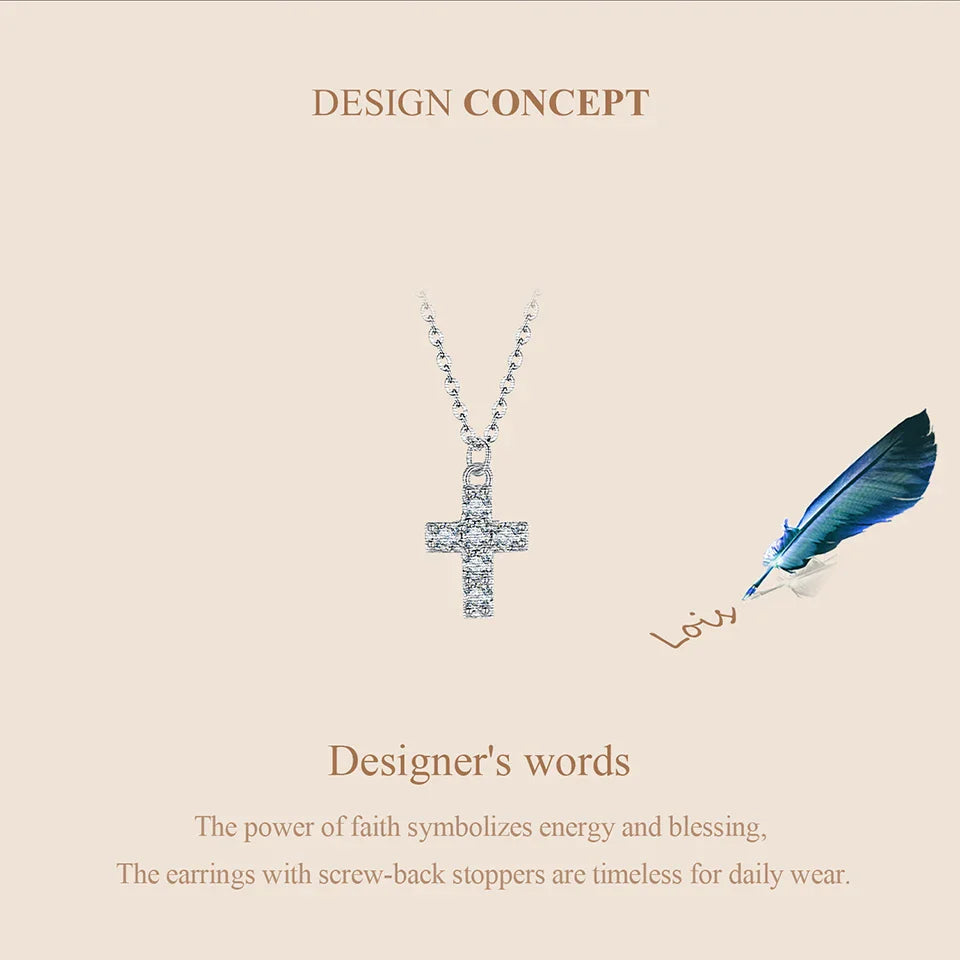 White Gold Plated Moissanite Cross Necklace for Women, 925 Sterling Silver Small Religious Faith Cross Necklace Xmas Gift
