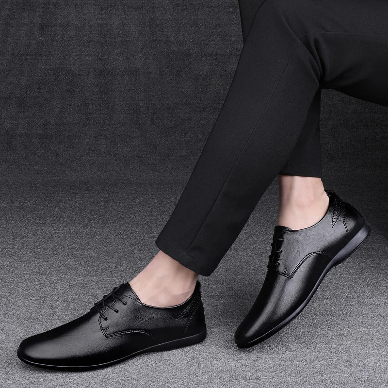 Fashion Simple Mens Oxford Shoes Breathable Male Business Footwear Handmade Formal Dress Shoes Genuine Leather Men Casual Shoes