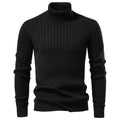 Men's Turtleneck Sweater Solid Color with Striped Pullover Warm Knitwear Winter Basic Casual High Quality Sweater Male