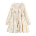 Flower Embroidered Mini Dress Women Tassel Pleated Short Dresses for Woman Summer Beach Women's Dress Boho Dress Woman
