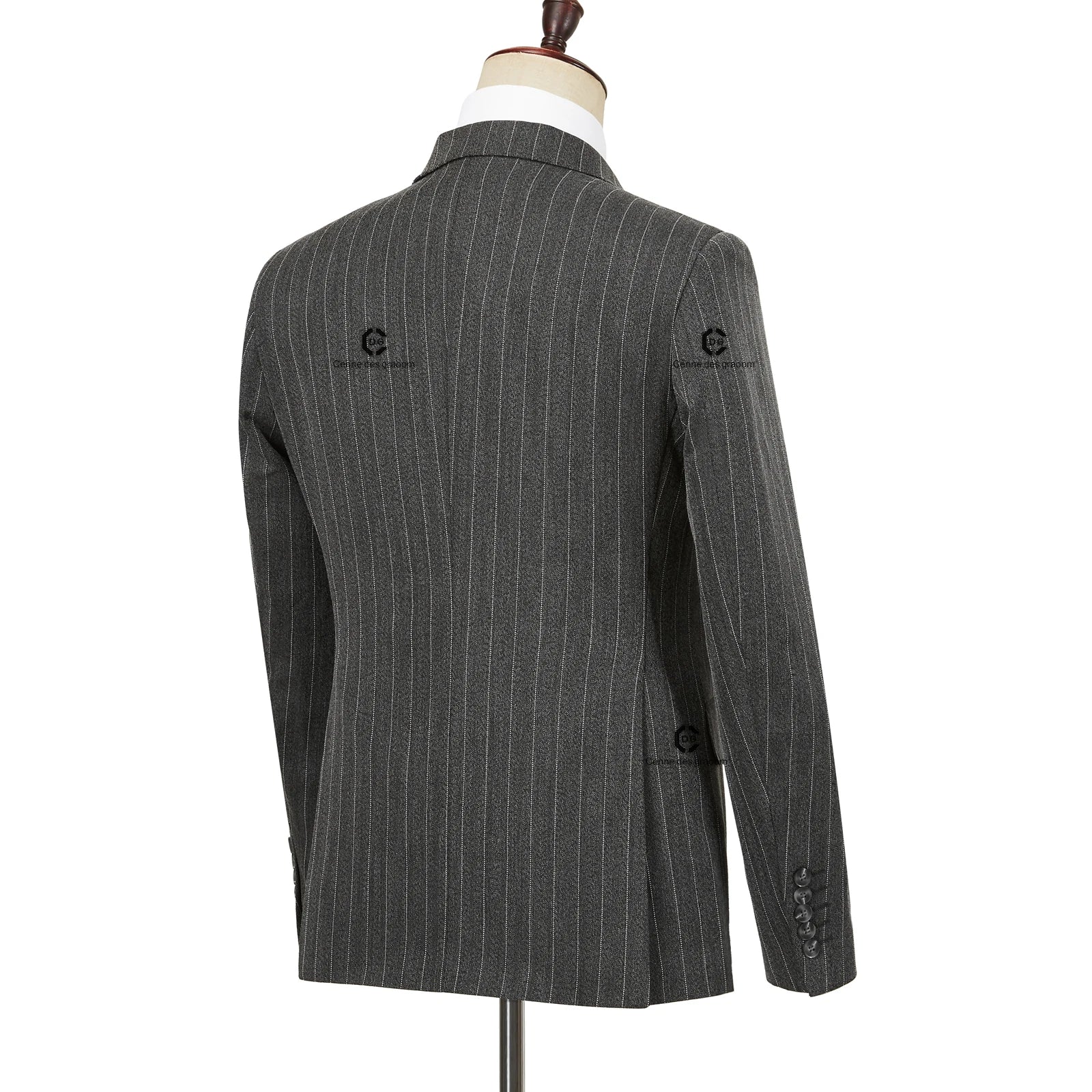 2024 New Double-Breasted Stripe Suits for Men Slim Fit 2 Piece Set Blazer Pants Office Smart Casual Wedding