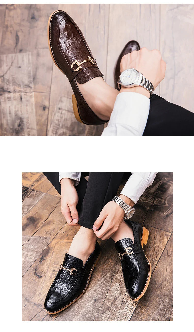 Trend Social Leather Shoes Men Wedding Party Office Leather Men's Dress Shoes  Classic Casual Business Shoes For Men Loafers