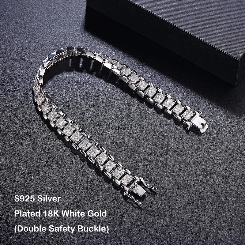 2024 Original Full 1mm D Color Moissanite Diamond Cuban Link Bracelet For Men Women Unisex 925 Silver 10mm Wrist Bracelets