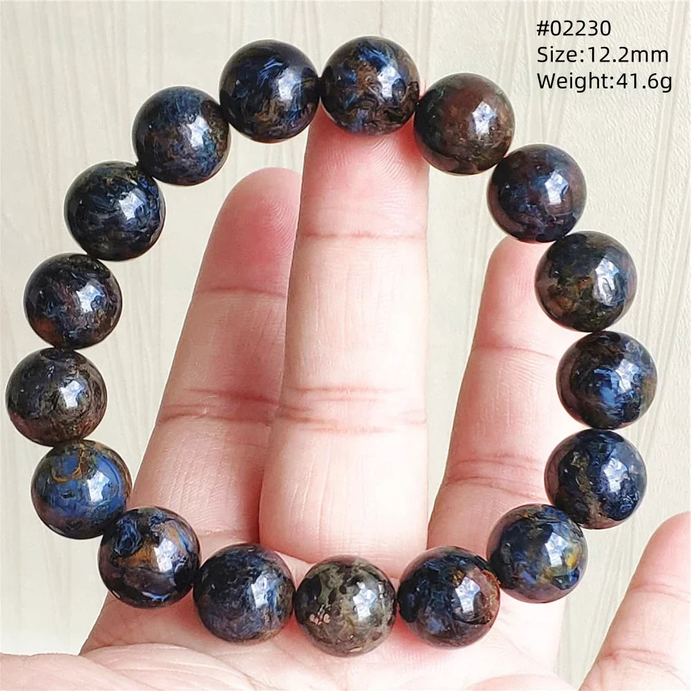 Natural Blue Pietersite Bracelet Women Men Beads Round Beads Chatoyant Cat Eye Fire Pietersite Namibia AAAAAA
