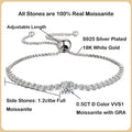 100% Real 1.7CT Round Cut Full Moissanite Tennis Bracelet for Woman Girl Party S925 Sterling Silver Diamond Link Bracelets