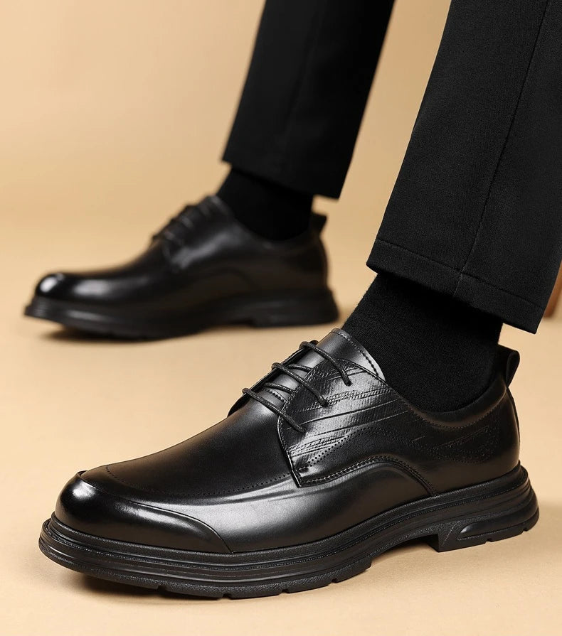 British Retro Formal Leather Shoes for Men Autumn New Designer Platform Dress Shoes Male Fashion Lace Commuter Office Shoe Man