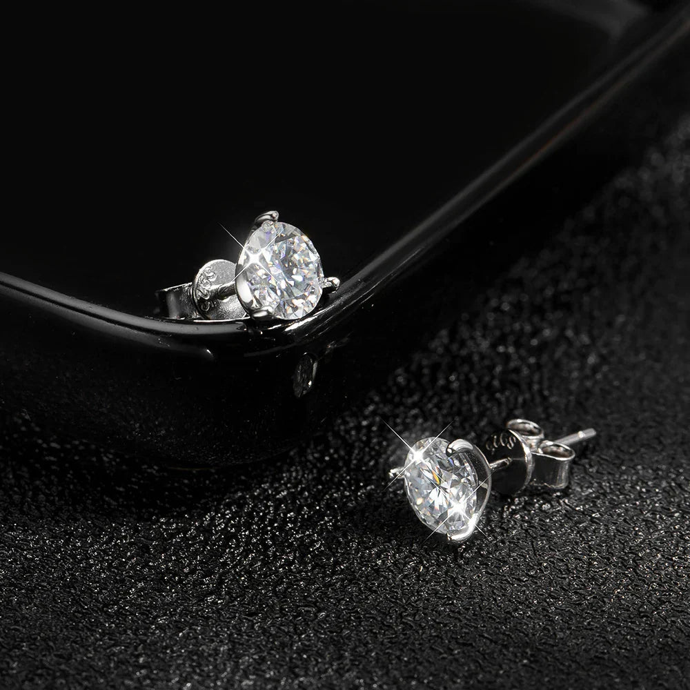 D VVS1 Round Moissanite Earring 3 Prongs Setting Classic Trendy Women Man Fine Jewelry GRA Certified 925 Sliver Earring
