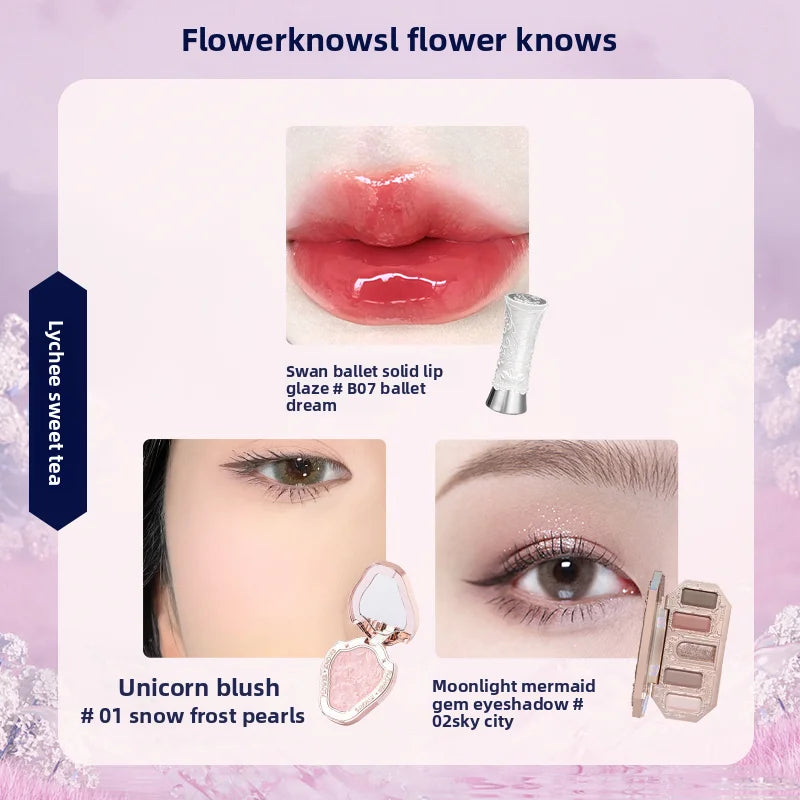 Gift Box Makeup Set Little Angel Full Box Lip Glaze Blusher Shell Jewelry Flower Know Birthday Gift Kit